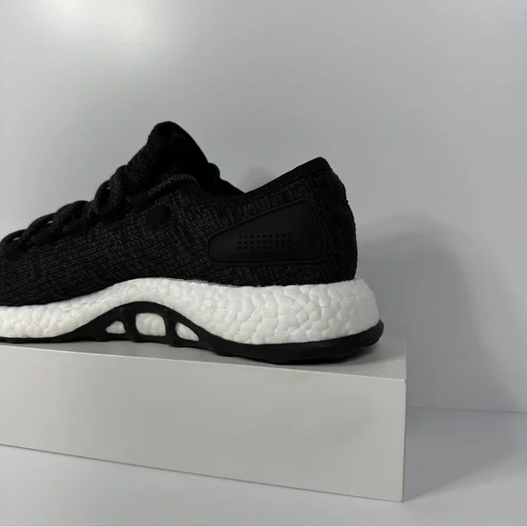 ADIDAS PUREBOOST CORE BLACK MENS RUNNING SHOES SIZE 9.5 PRIMEKNIT GRAY WHITE NEW